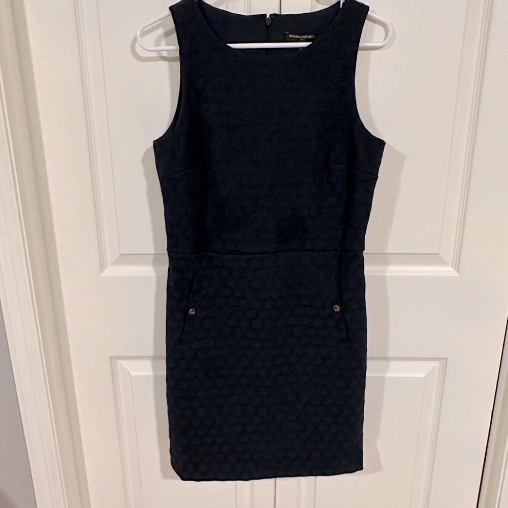 Banana Republic Factory Navy Dress with subtle polka dot detailing.